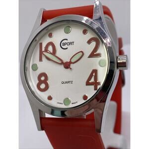 CSport Silver Red Silicone Watch New Battery